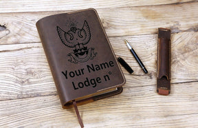 33rd Degree Scottish Rite Book Cover - Wings Up Leather - Bricks Masons