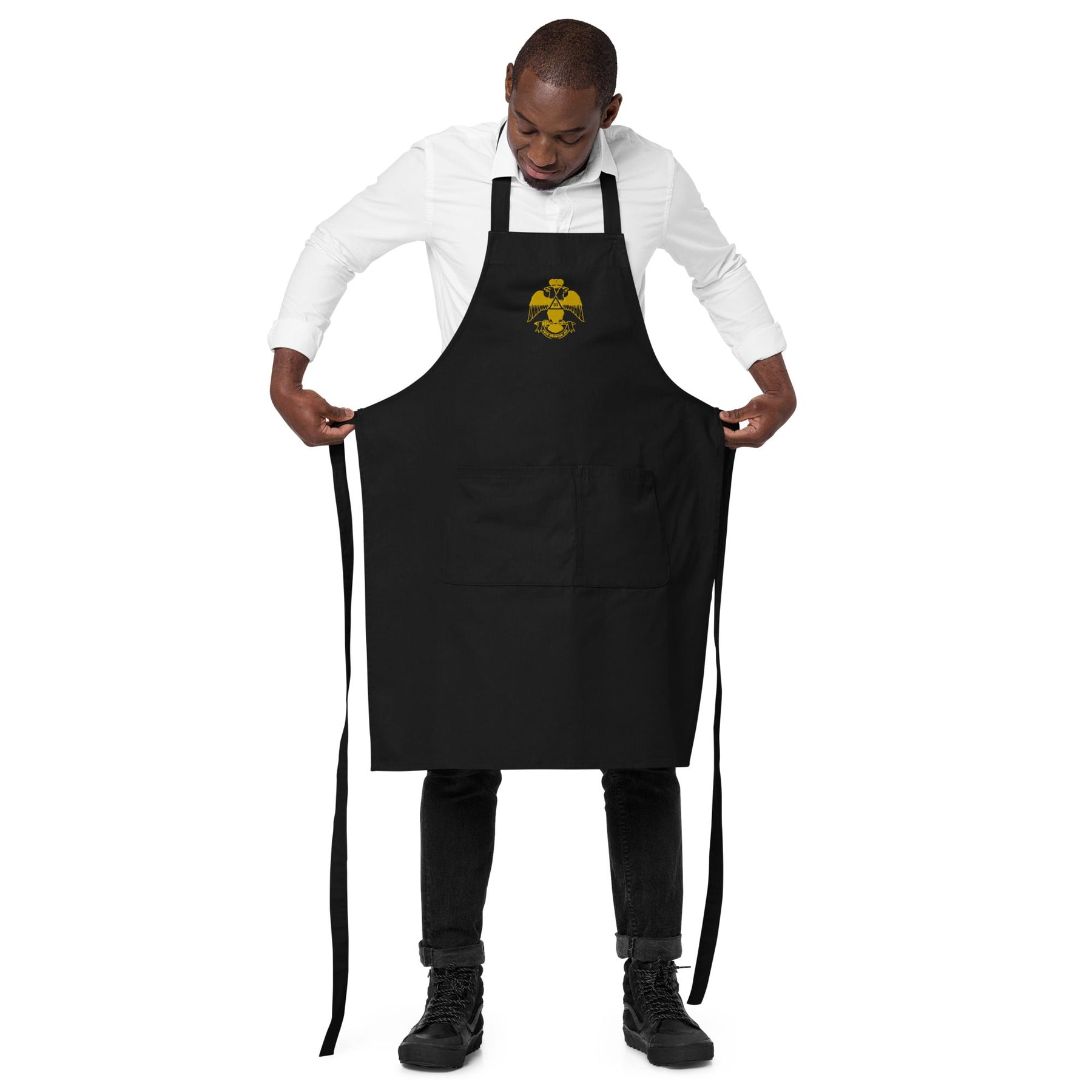 33rd Degree Scottish Rite Kitchen Apron - Wings Down Various Organic Cotton Colors - Bricks Masons