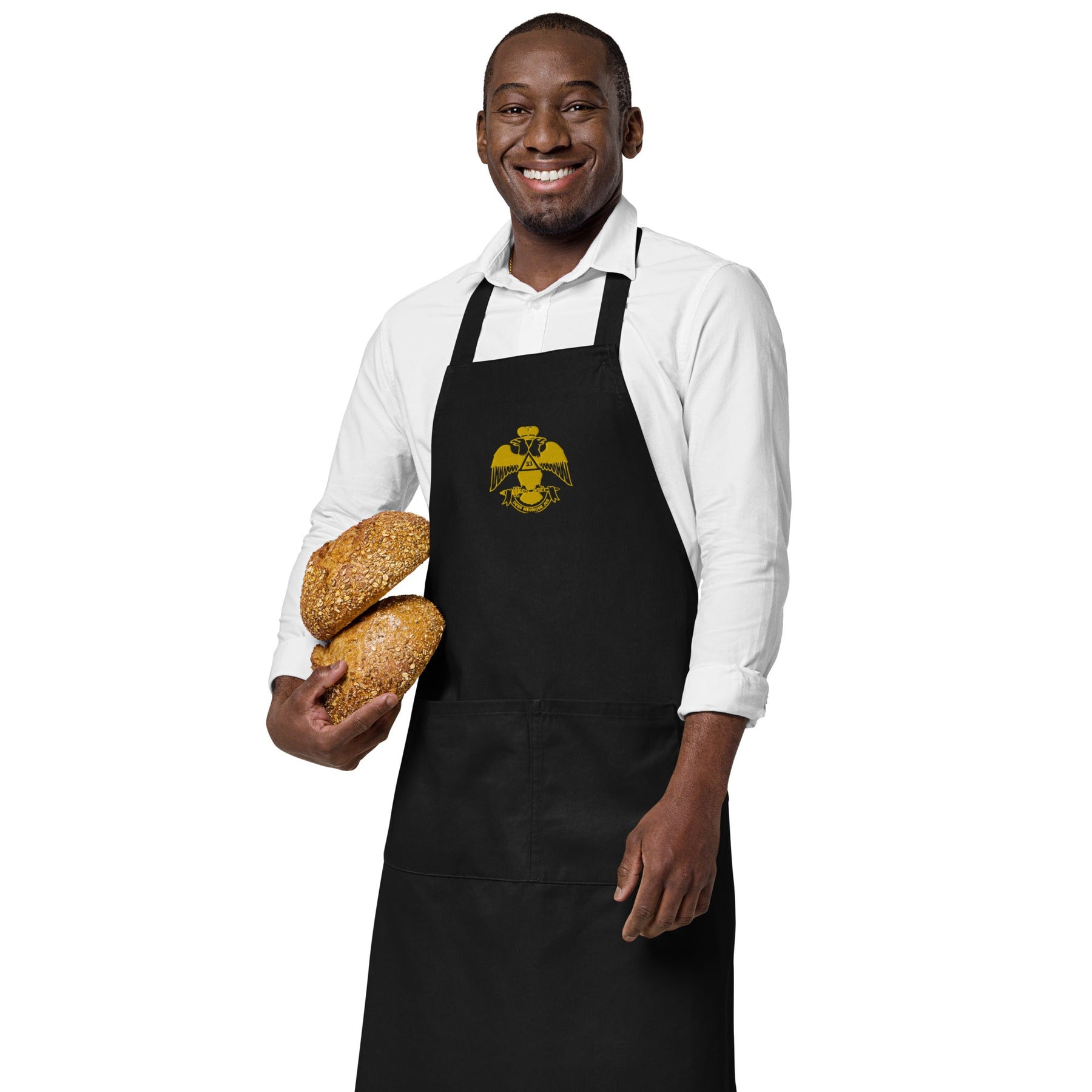 33rd Degree Scottish Rite Kitchen Apron - Wings Down Various Organic Cotton Colors - Bricks Masons