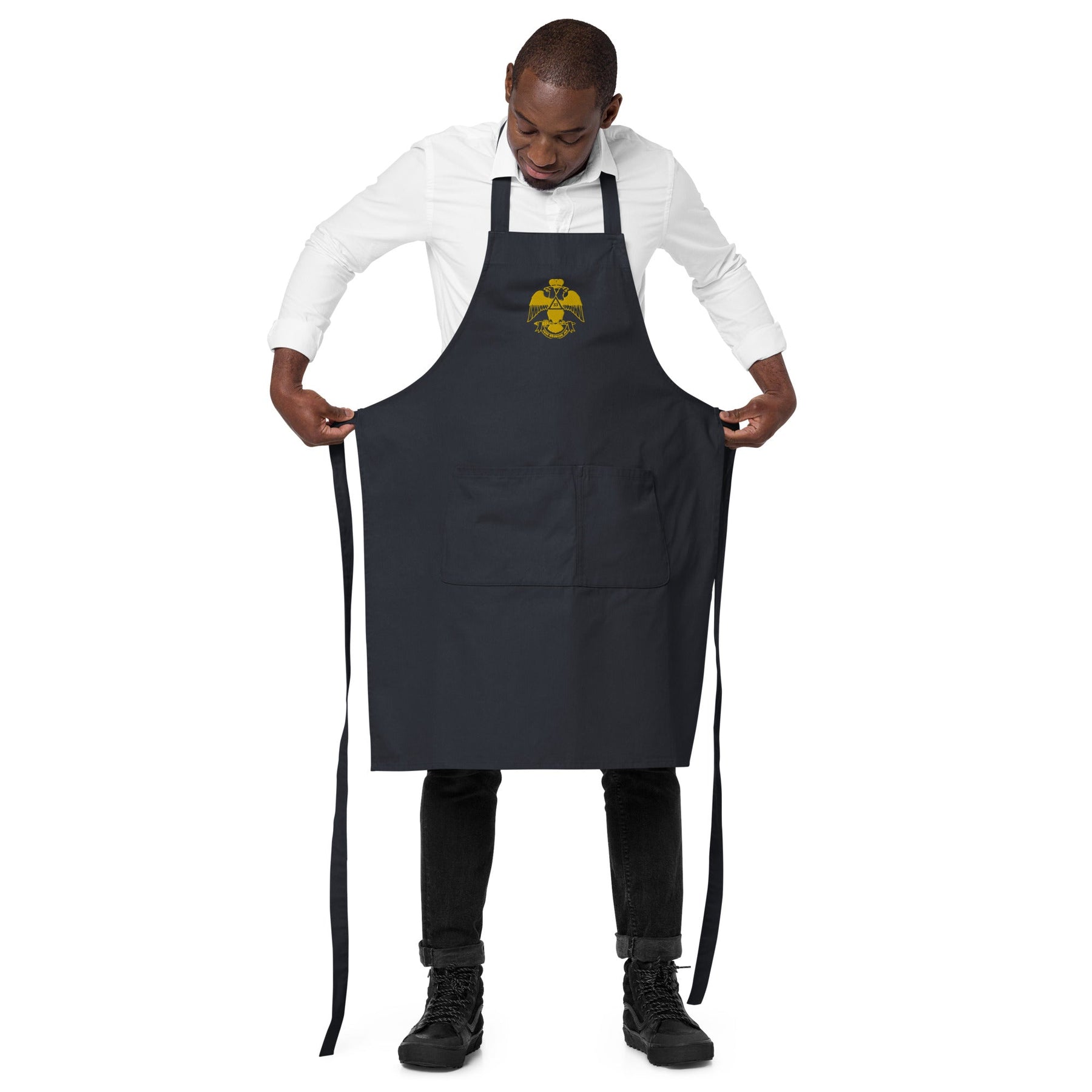 33rd Degree Scottish Rite Kitchen Apron - Wings Down Various Organic Cotton Colors - Bricks Masons