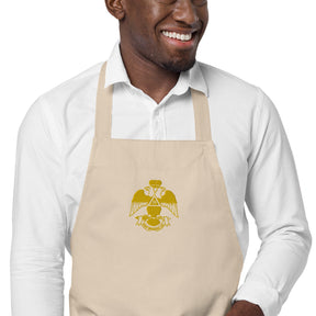 33rd Degree Scottish Rite Kitchen Apron - Wings Down Various Organic Cotton Colors - Bricks Masons