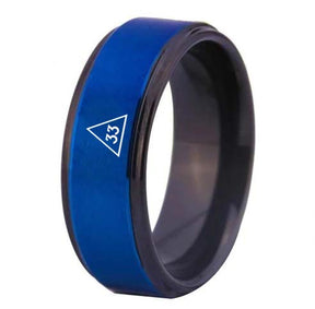 33rd Degree Scottish Rite Ring - Blue Tungsten - Bricks Masons