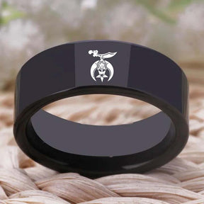 Shriners Ring - Black Tungsten - Bricks Masons