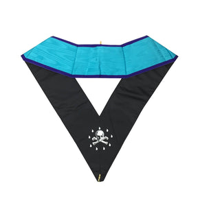 Worshipful Master Memphis Misraim French Regulation Collar - Sky Blue Moire - Bricks Masons