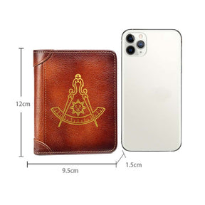 Past Master Blue Lodge California Regulation Wallet - Brown Leather - Bricks Masons