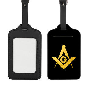 Master Mason Blue Lodge Luggage Tag - Black Leather - Bricks Masons