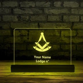 Past Master Blue Lodge LED Sign - 3D Glowing light - Bricks Masons