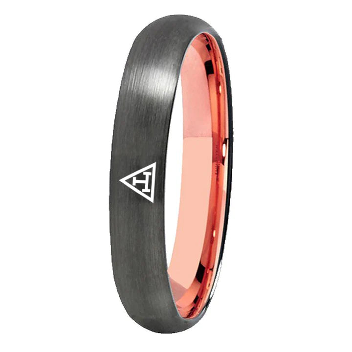 Royal Arch Chapter Ring - Gunmetal With Rose Gold Tungsten - Bricks Masons