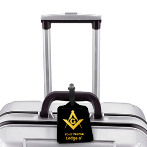 Master Mason Blue Lodge Luggage Tag - Black Leather - Bricks Masons