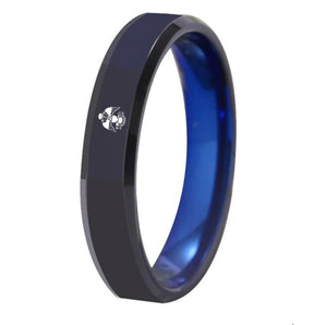 33rd Degree Scottish Rite Ring - Wings Down Black With Blue Tungsten - Bricks Masons