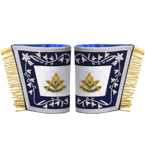 Past Master Blue Lodge Cuff - Dark Blue & Silver with Fringe - Bricks Masons