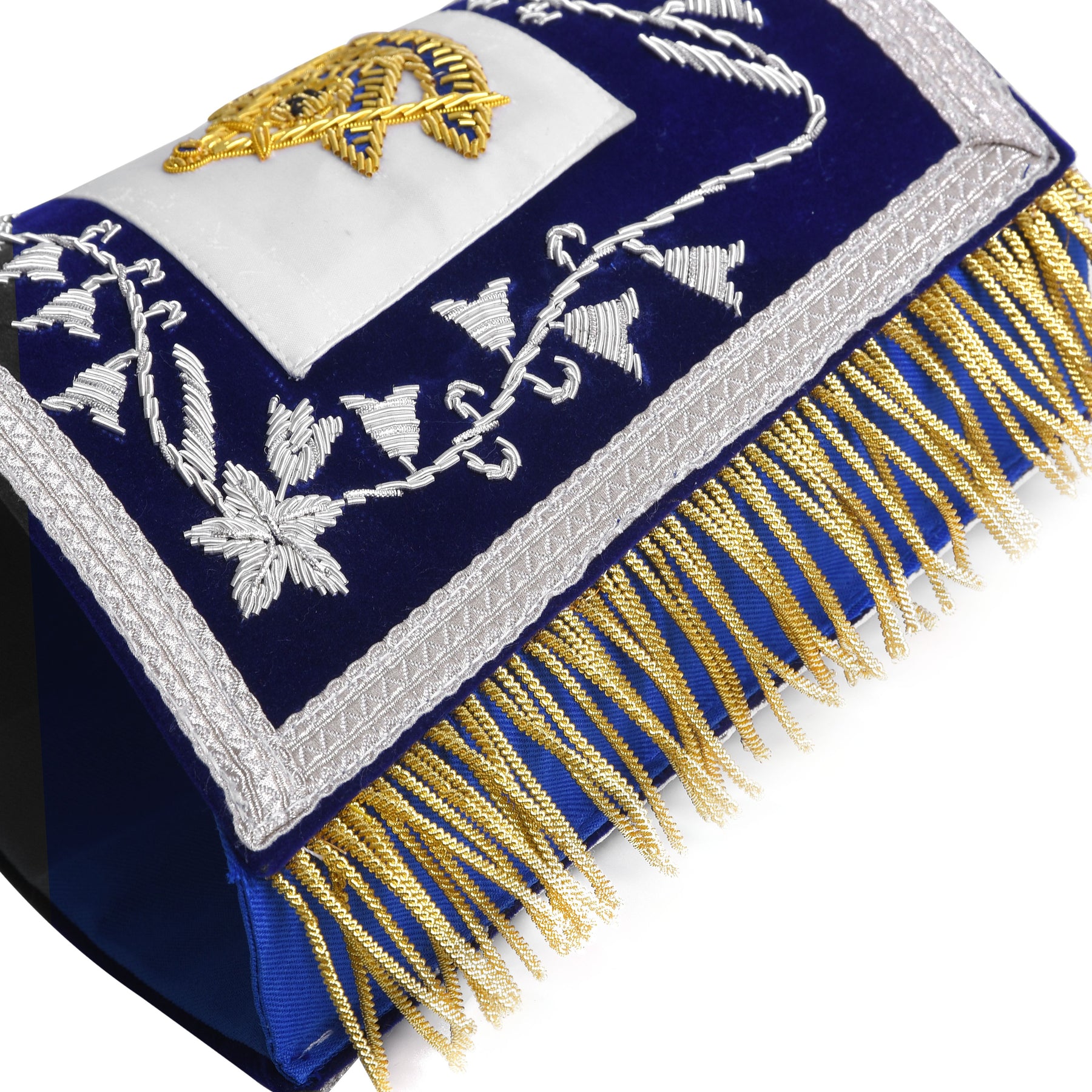 Past Master Blue Lodge Cuff - Dark Blue & Silver with Fringe - Bricks Masons