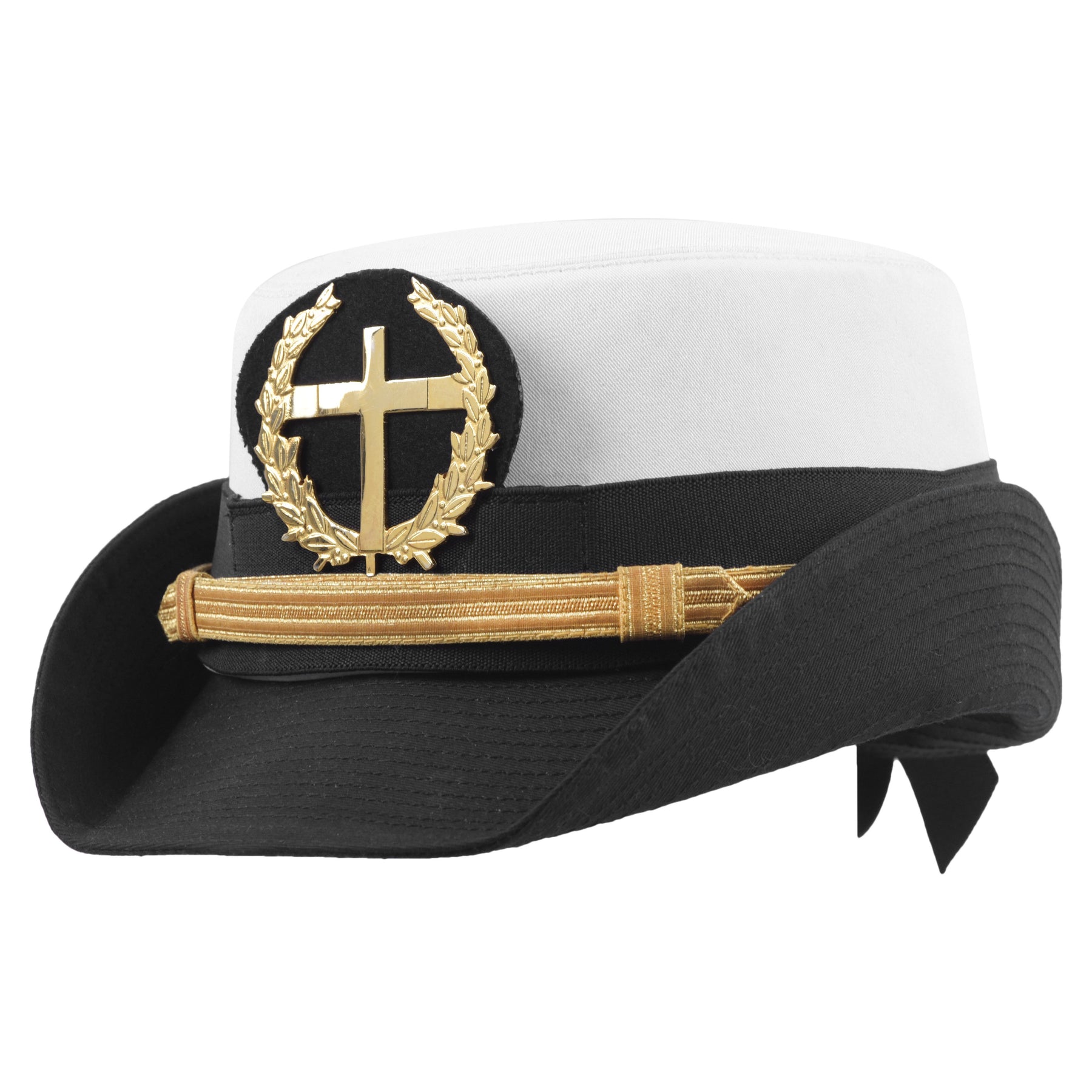 Knights Templar Commandery Fatigue Cap - Gold Cross With Wreath - Bricks Masons