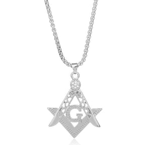 Master Mason Blue Lodge Pendant - Square and Compass G Necklace (Gold & Silver) - Bricks Masons