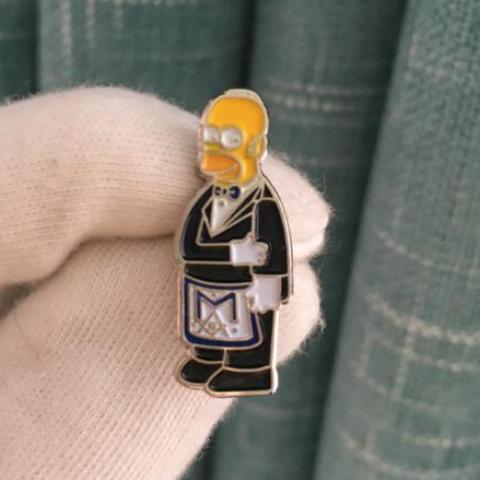 The Simpsons Homer Masonic Lapel Pin - Bricks Masons