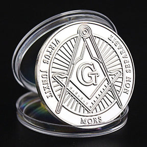 Master Mason Blue Lodge Coin - VIRTUS JUNXIT MORS NON SEPARABIT Silver Commemorative - Bricks Masons