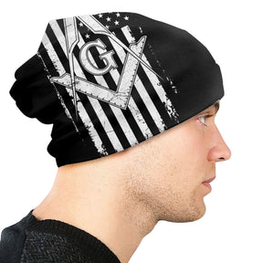 Master Mason Blue Lodge Beanie - American Flag Square - Bricks Masons