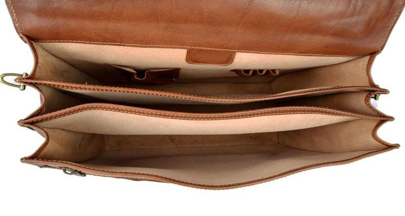 OES Briefcase - Genuine Brown Leather - Bricks Masons