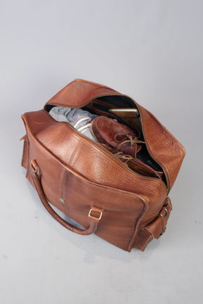 Council Travel Bag - Genuine Brown Leather - Bricks Masons