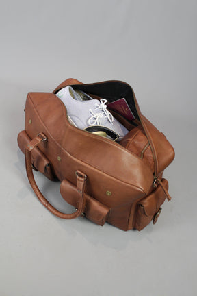 Shriners Travel Bag - Conker Brown Leather - Bricks Masons