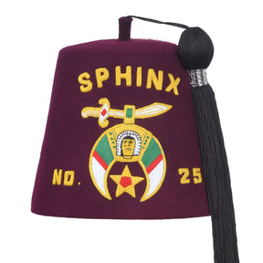 Daughters of Sphinx Fez Hat - Red With Gold Silk Lettering - Bricks Masons