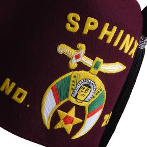 Daughters of Sphinx Fez Hat - Red With Gold Silk Lettering - Bricks Masons