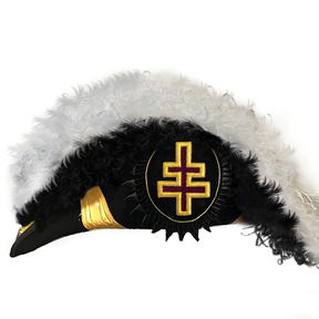 Grand Encampment Officer Knights Templar Commandery Chapeau - Black Underlayer Plumes - Bricks Masons
