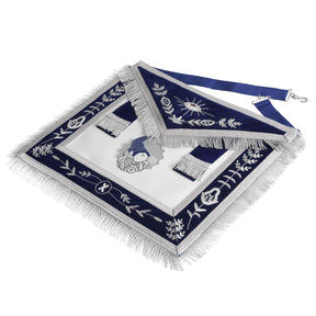 Junior Steward Blue Lodge Officer Apron - Navy Blue With Silver Side Tabs - Bricks Masons
