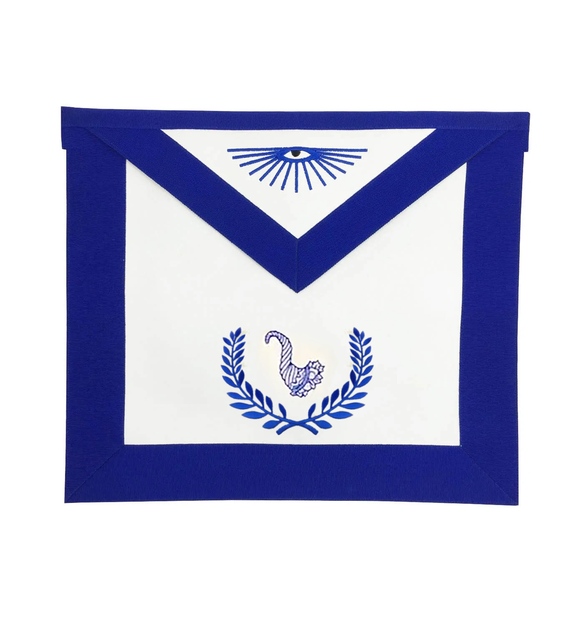 Junior Steward Blue Lodge Officer Apron - Royal Blue with Wreath - Bricks Masons