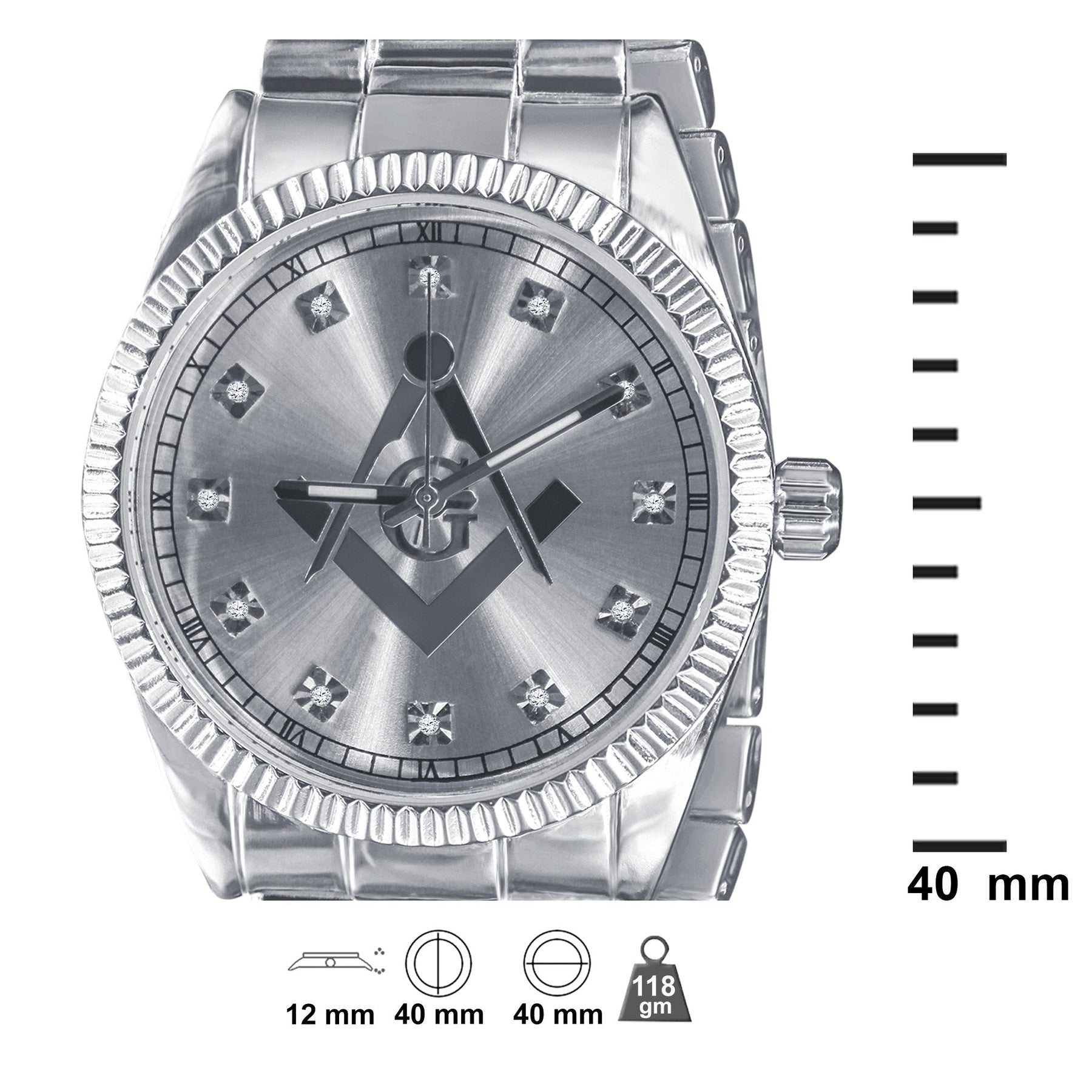 Masonic Iced Out Metallic Watch - Bricks Masons