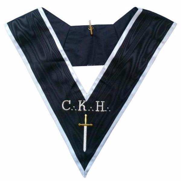 Grand Guard of the Camps 30th Degree French Collar - Black Moire with White Borders - Bricks Masons