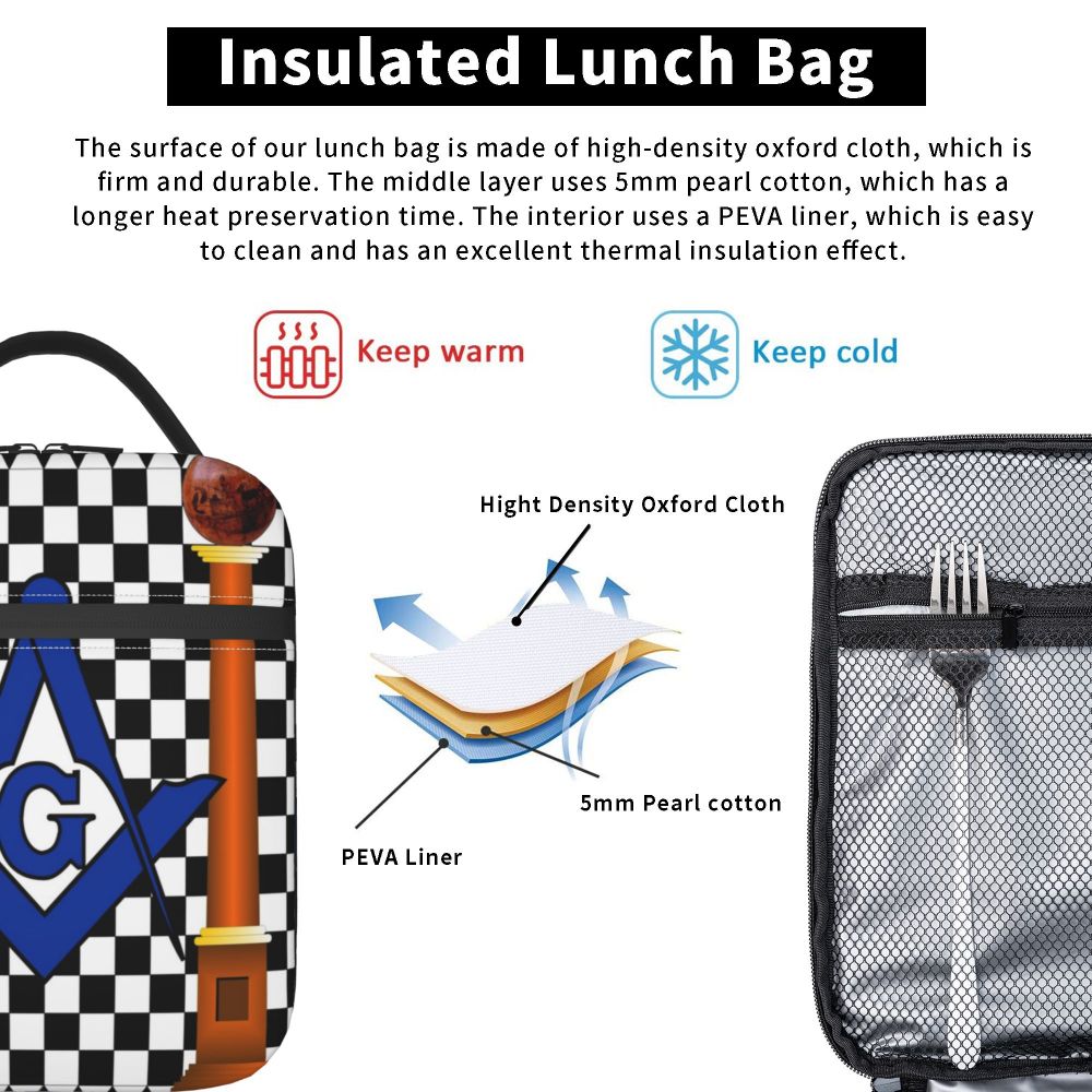 Master Mason Blue Lodge Lunch Bag - Thermal Insulated - Bricks Masons