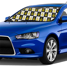 Master Mason Blue Lodge Windshield Cover - (Gold/White) - Bricks Masons