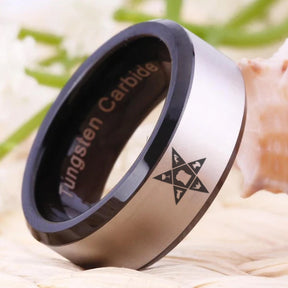 OES Ring - Black Beveled Tungsten - Bricks Masons