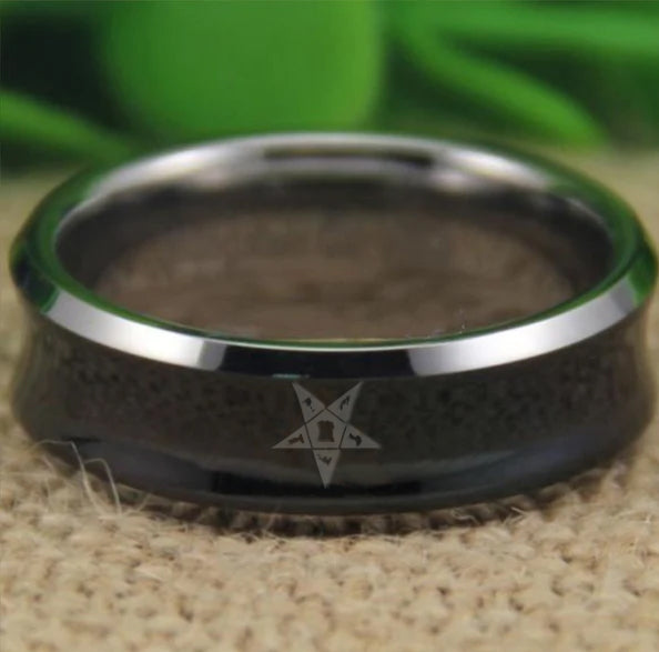 OES Ring - Black Silver Edges - Bricks Masons