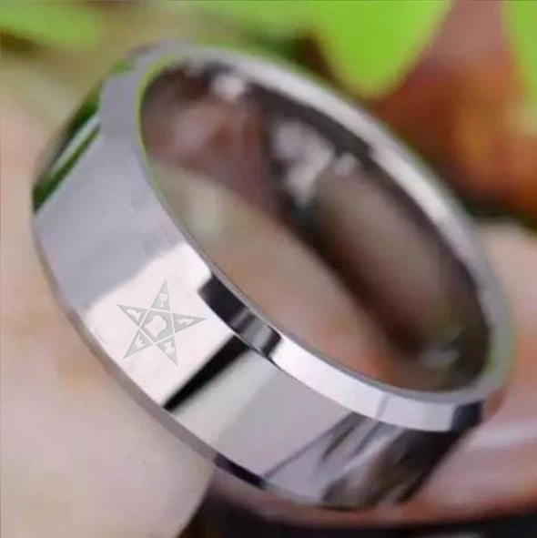 OES Ring - Silver Beveled - Bricks Masons