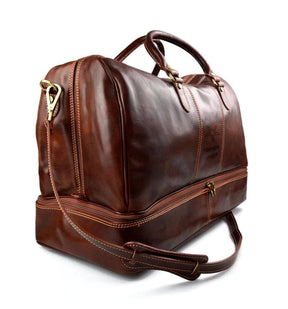 OES Travel Bag - Genuine Light Brown Leather - Bricks Masons
