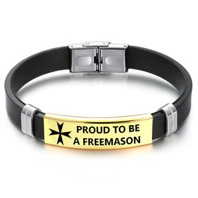 Order Of Malta Commandery Bracelet - Steel & Leather - Bricks Masons