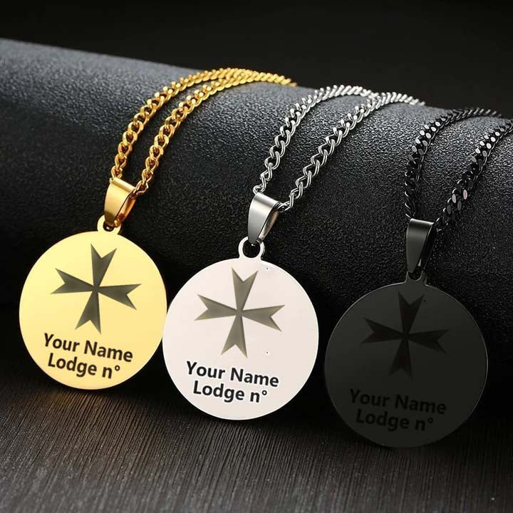 Order Of Malta Commandery Necklace - Various Stainless Steel Colors - Bricks Masons