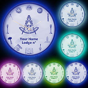 Past Master Blue Lodge California Regulation Clock - Frame with LED - Bricks Masons