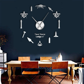 Past Master Blue Lodge Clock - Frameless Design - Bricks Masons