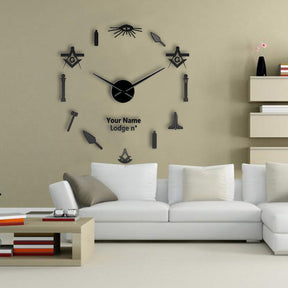 Past Master Blue Lodge Clock - Frameless Design - Bricks Masons
