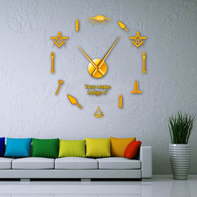 Past Master Blue Lodge Clock - Frameless Design - Bricks Masons