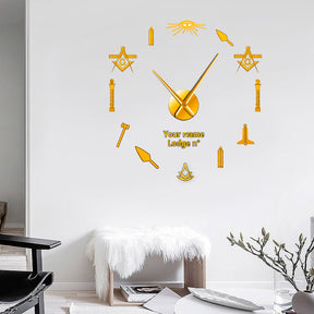 Past Master Blue Lodge Clock - Frameless Design - Bricks Masons