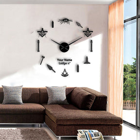 Past Master Blue Lodge Clock - Frameless Design - Bricks Masons
