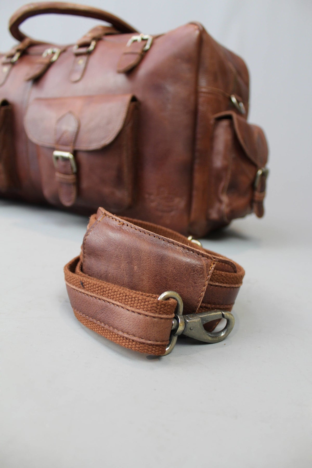 Past Master Blue Lodge Travel Bag - Conker Brown Leather - Bricks Masons