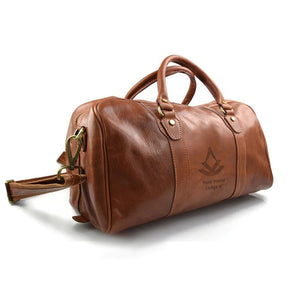 Past Master Blue Lodge Travel Bag - Genuine Matte Brown Leather - Bricks Masons