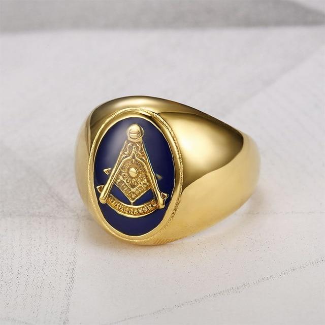 Past Master Blue Lodge Ring - Oval - Bricks Masons