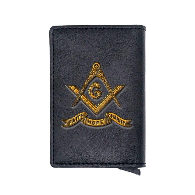 Master Mason Blue Lodge Wallet - Compass And Square G and Credit Card Holder (4 colors) - Bricks Masons