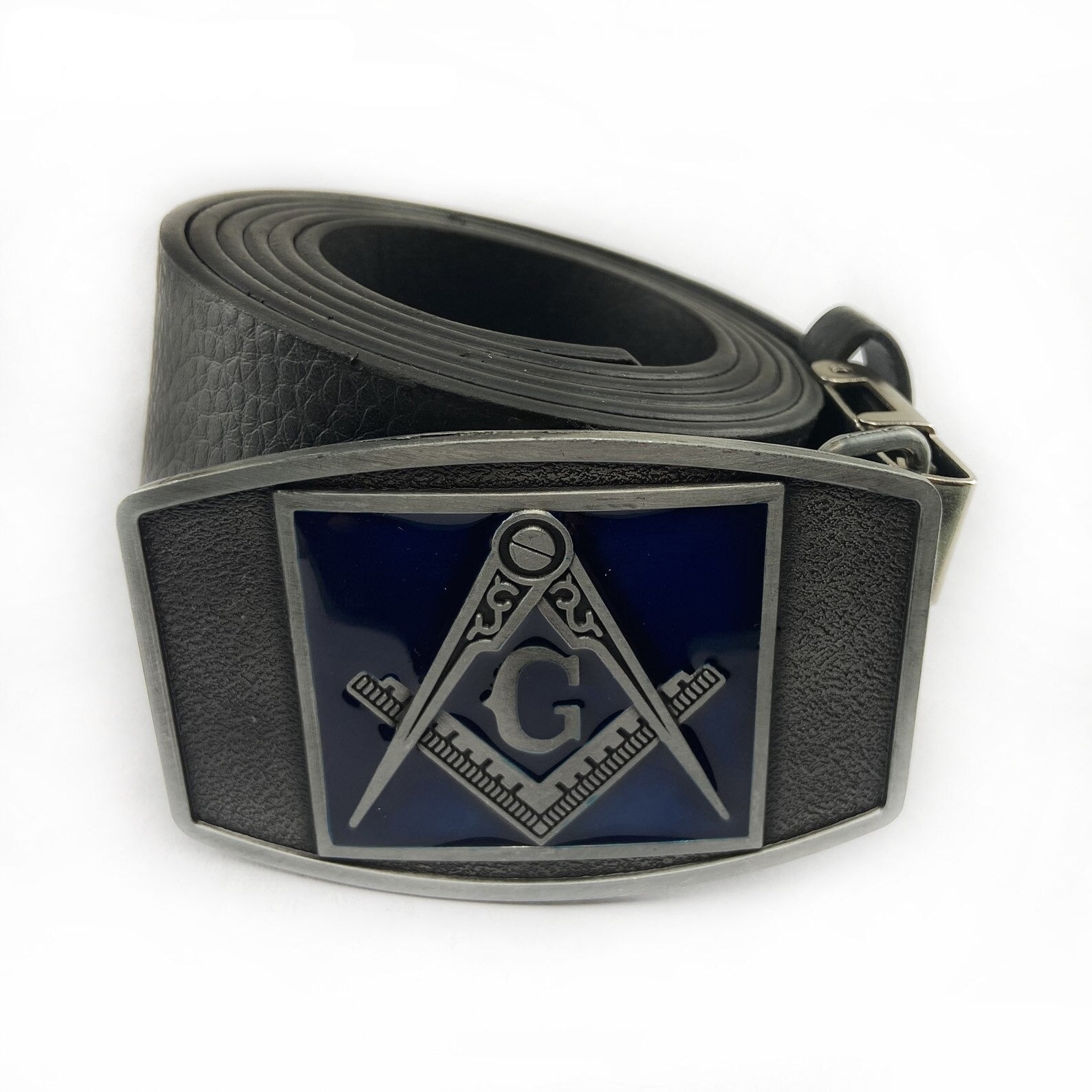 Master Mason Blue Lodge Belt - Square & Compass G - Bricks Masons